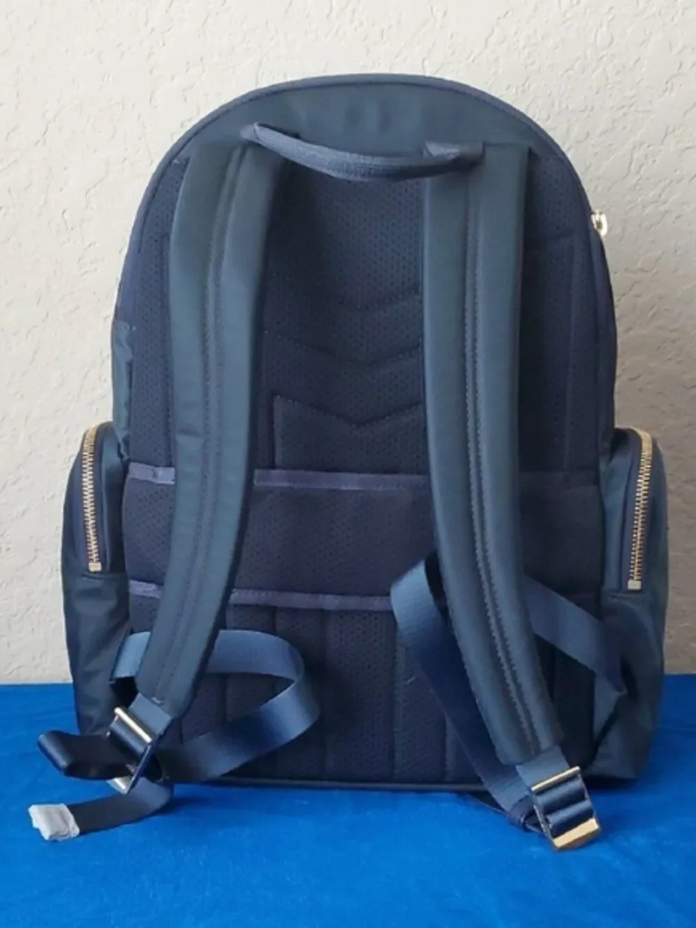 NWT Michael Kors Prescott Large Backpack Navy Blue Nylon Gold Zipper Unisex